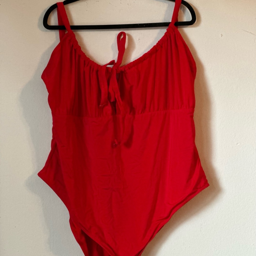Red plus-size bathing suit